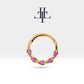 Bademli Yakutlu Halka Piercing, 10 MM , 1.0 MM, 14K Sarı-Beyaz-Kırmızı Altın | LC00031R
