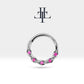 Bademli Yakutlu Halka Piercing, 10 MM , 1.0 MM, 14K Sarı-Beyaz-Kırmızı Altın | LC00031R