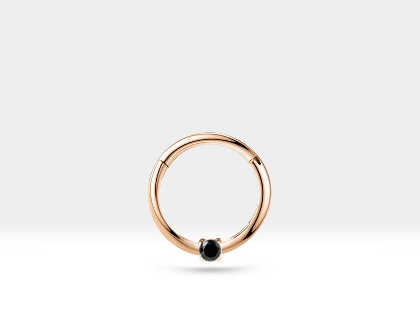 Siyah Pırlantalı Halka Piercing, 10-12 MM , 1.2 MM, 14K Sarı-Beyaz-Kırmızı Altın | LC00032B