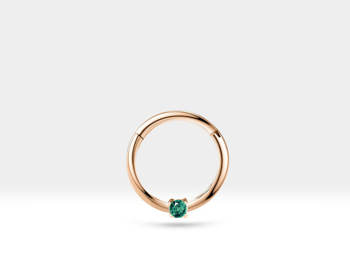 Yeşil Garnetlı Halka Piercing, 10-12 MM , 1.2 MM, 14K Sarı-Beyaz-Kırmızı Altın | LC00032G