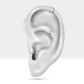Amerikan Mıhlama Siyah Pırlantalı Halka Piercing, 10 MM , 1.2 MM, 14K Sarı-Beyaz-Kırmızı Altın | LC00033B