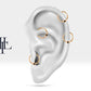 Altı Köşeli Yıldız Siyah Pırlantalı Halka Piercing, 12 MM , 1.2 MM, 14K Sarı-Beyaz-Kırmızı Altın | LC00037B