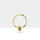 Lale Yeşil Garnetlı Halka Piercing, 12 MM , 1.2 MM, 14K Sarı-Beyaz-Kırmızı Altın | LC00038G