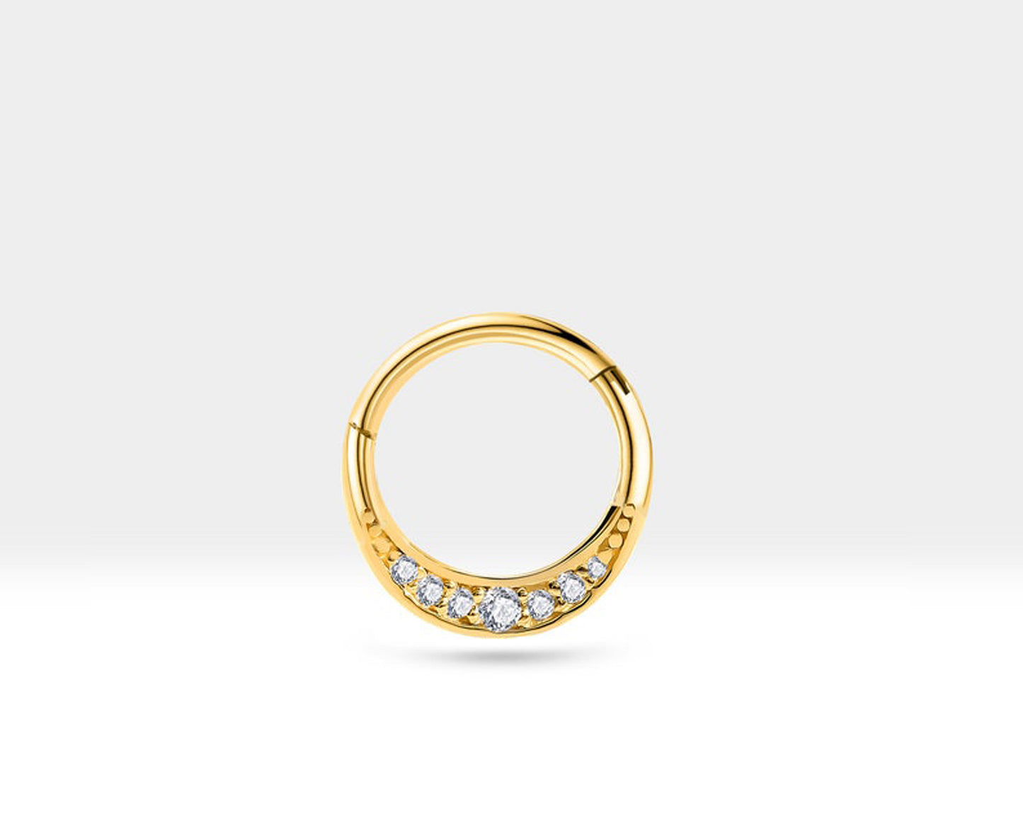 Pırlantalı Taç Halka Piercing, 12 MM , 1.2 MM, 14K Sarı-Beyaz-Kırmızı Altın | LC00039D