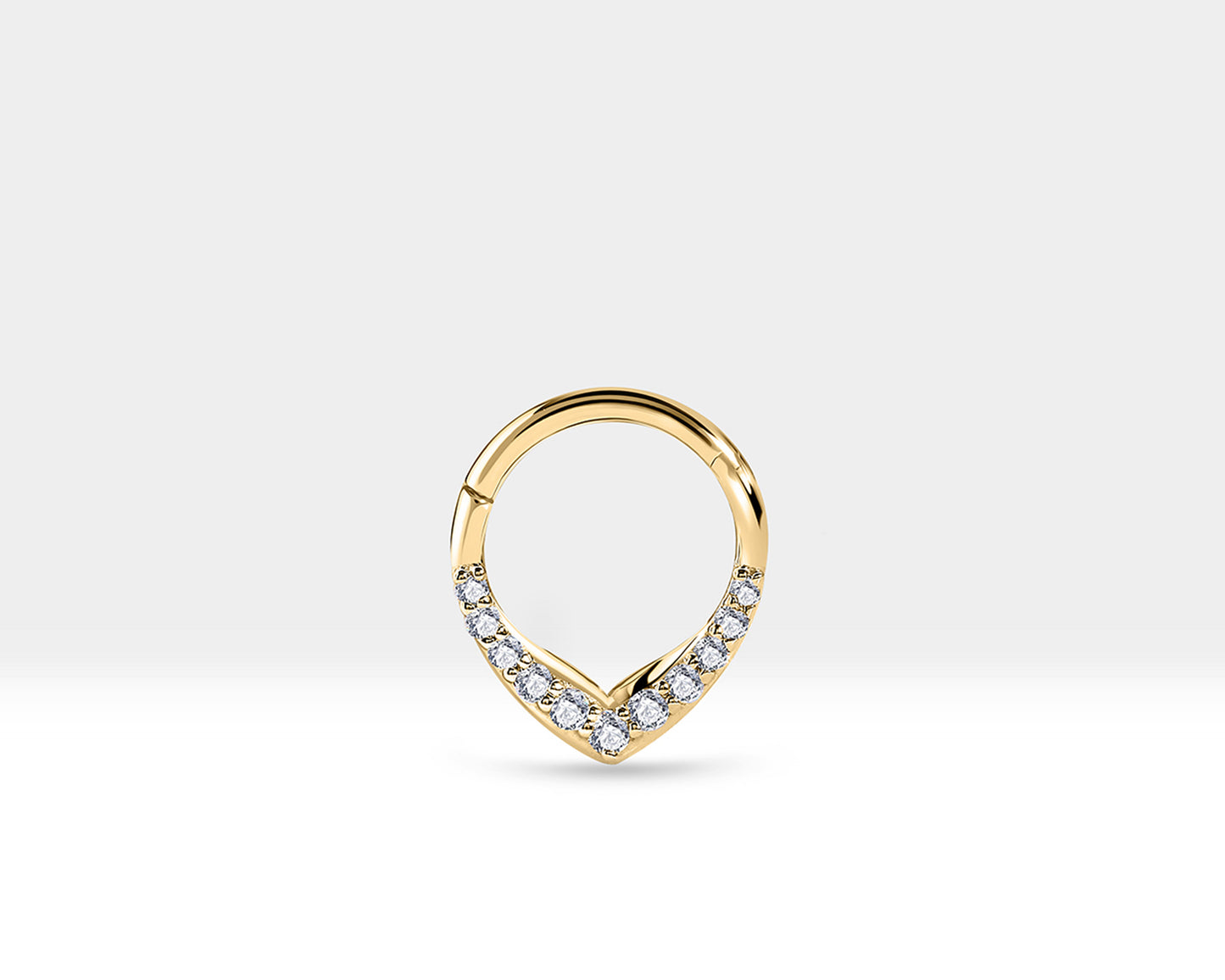 V Pırlantalı Halka Piercing, 9.70-11.50 MM , 1.2 MM, 14K Sarı-Beyaz-Kırmızı Altın | LC00049D