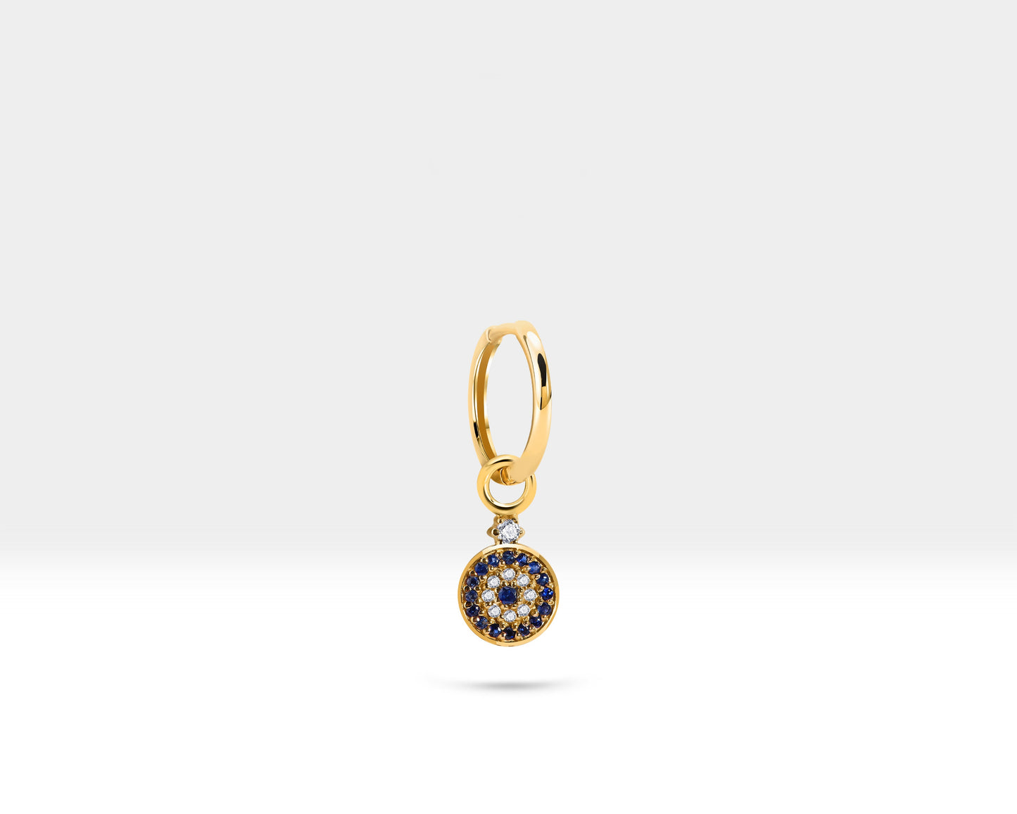 Nazar Boncuğu Sallantılı Küpe, 12 MM , 14K Sarı-Beyaz-Kırmızı Altın | LE00041SD