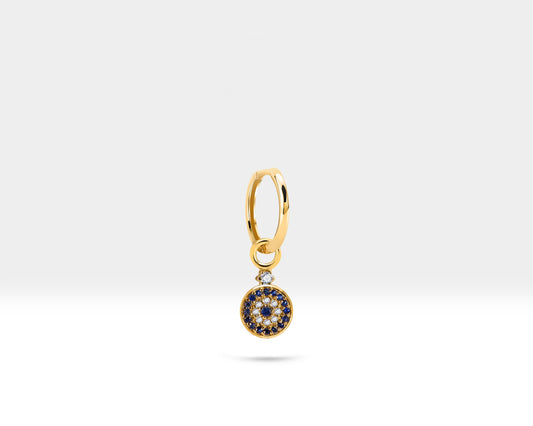 Nazar Boncuğu Sallantılı Küpe, 12 MM , 14K Sarı-Beyaz-Kırmızı Altın | LE00041SD