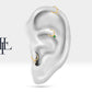 Yuvarlak Yeşil Garnetlı Halka Piercing, 10 MM , 1.2 MM, 14K Sarı-Beyaz-Kırmızı Altın | LC00051G