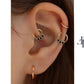 Amerikan Mıhlama Siyah Pırlantalı Halka Piercing, 10 MM, 1.2 MM, 14K Sarı-Beyaz-Kırmızı Altın | LC00005B