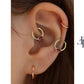 Baget Yakutlu Halka Piercing, 12 MM , 1.2 MM, 14K Sarı-Beyaz-Kırmızı Altın | LC00008R