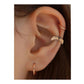 Yaprak Motifli Siyah Pırlanta Halka Piercing, 12 MM, 1.2 MM, 14K Sarı-Beyaz-Kırmızı Altın | LC00004B