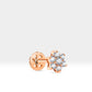 Köşeli Çiçek Pırlantalı Piercing, 8 MM , 1.2 MM, 14K Sarı-Beyaz-Kırmızı Altın | LP00004D
