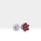 Köşeli Çiçek Yakutlu Piercing, 8 MM , 1.2 MM, 14K Sarı-Beyaz-Kırmızı Altın | LP00004R