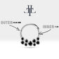 Dağınık Siyah Pırlanta Halka Piercing, 10-12 MM , 1.2 MM, 14K Sarı-Beyaz-Kırmızı Altın | LC00001B