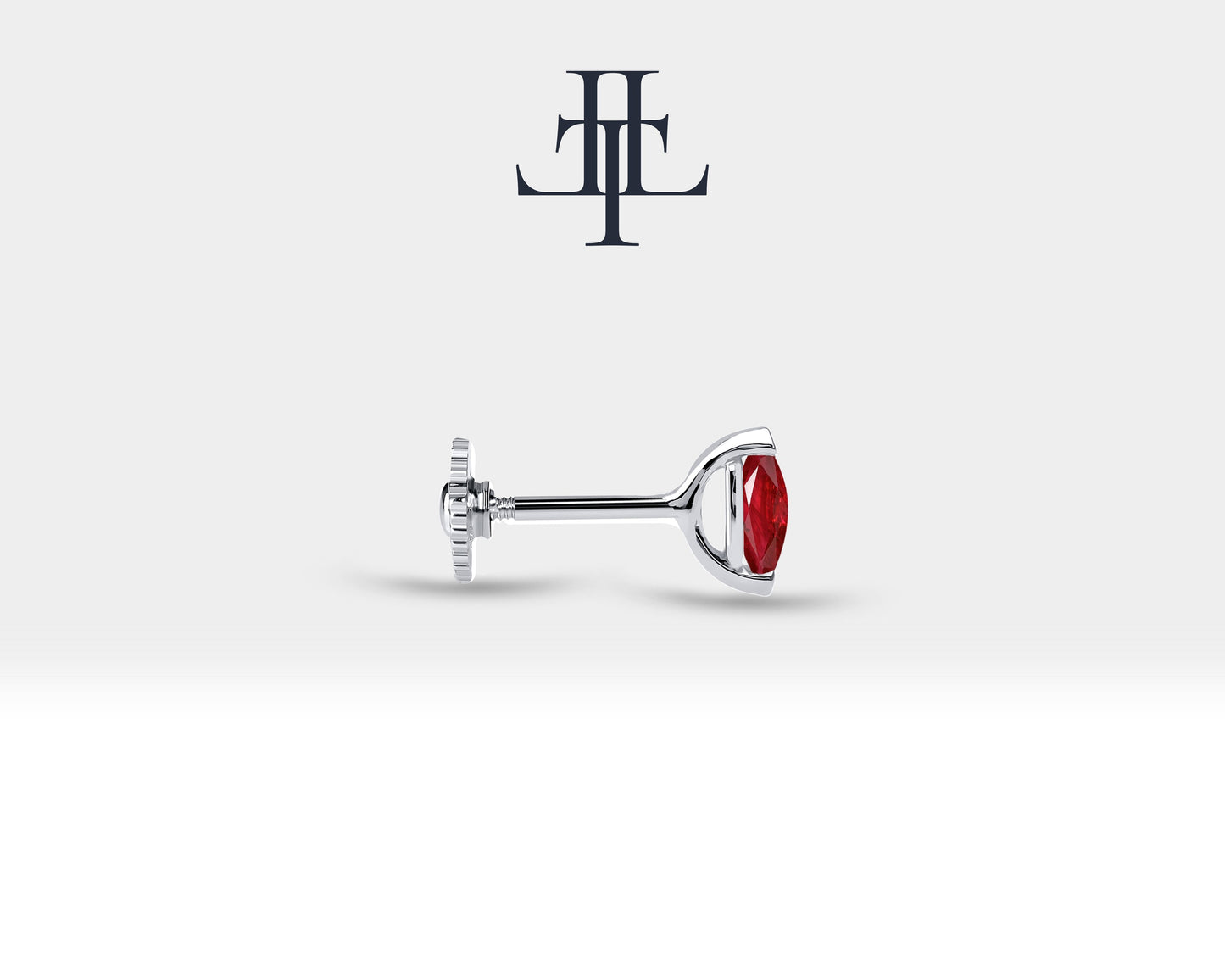 Markiz Yakut Piercing, 8 MM , 1.2 MM, 14K Sarı-Beyaz-Kırmızı Altın | LP00022R