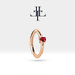 Yakutlu Halka Piercing Küpe, 12 MM , 1.2 MM, 14K Sarı-Beyaz-Kırmızı Altın | LE00001R