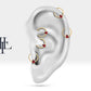 Amerikan Mıhlama Damla Yakutlu Halka Piercing, 12 MM , 1.2 MM, 14K Sarı-Beyaz-Kırmızı Altın | LC00043R