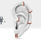 Beş Yakut Halka Piercing Küpe, 13 MM , 1.2 MM, 14K Sarı-Beyaz-Kırmızı Altın | LE00017R