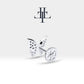 Pırlantalı Kelebek Piercing, 8 MM , 1.2 MM, 14K Sarı-Beyaz-Kırmızı Altın | LP00006D
