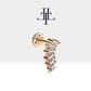 5'li Baget Pırlanta Piercing, 8 MM , 1.2 MM, 14K Sarı-Beyaz-Kırmızı Altın | LP00020D