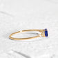 Oval Safir Ayrık Pırlantalı Sade Yüzük, 14K Sarı-Beyaz-Kırmızı Altın | LR00059DS