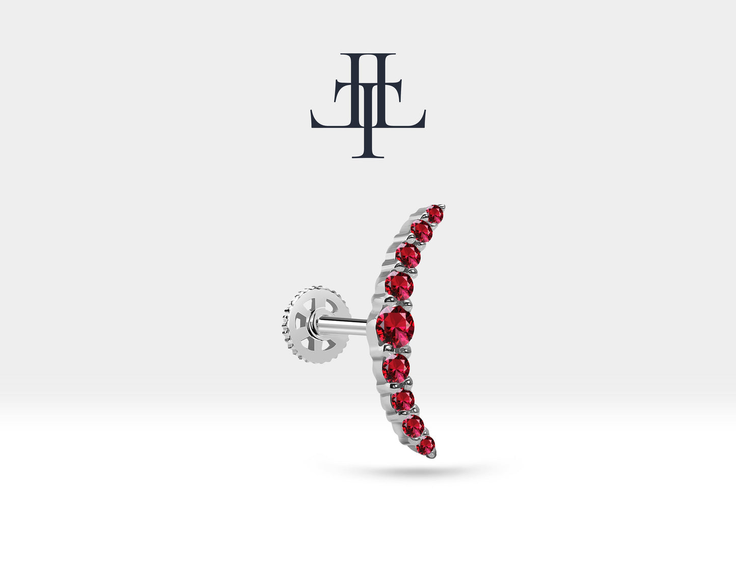 Ruby Moon Design Cartilage Clicker Piercing Single Helix Stud Earring