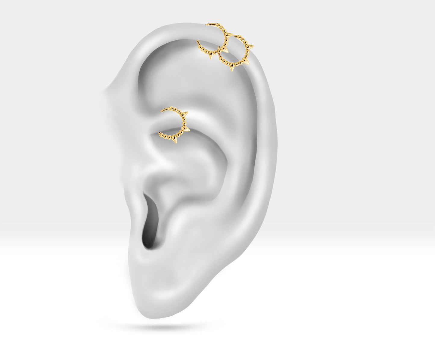 Çivili Halka Piercing, 15 MM , 1.2 MM, 14K Sarı-Beyaz-Kırmızı Altın | LC00052-2