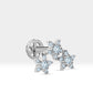 Üçlü Yıldız Pırlantalı Piercing, 8 MM , 1.2 MM, 14K Sarı-Beyaz-Kırmızı Altın | LP00041D
