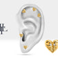 Kalp Kuru Kafa Pırlantalı Piercing, 8 MM , 1.2 MM, 14K Sarı-Beyaz-Kırmızı Altın | LP00023D