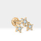 Üçlü Yıldız Pırlantalı Piercing, 8 MM , 1.2 MM, 14K Sarı-Beyaz-Kırmızı Altın | LP00041D