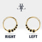 Süzme Siyah Pırlantalı Halka Piercing, 12 MM , 1.2 MM, 14K Sarı-Beyaz-Kırmızı Altın | LC00018B