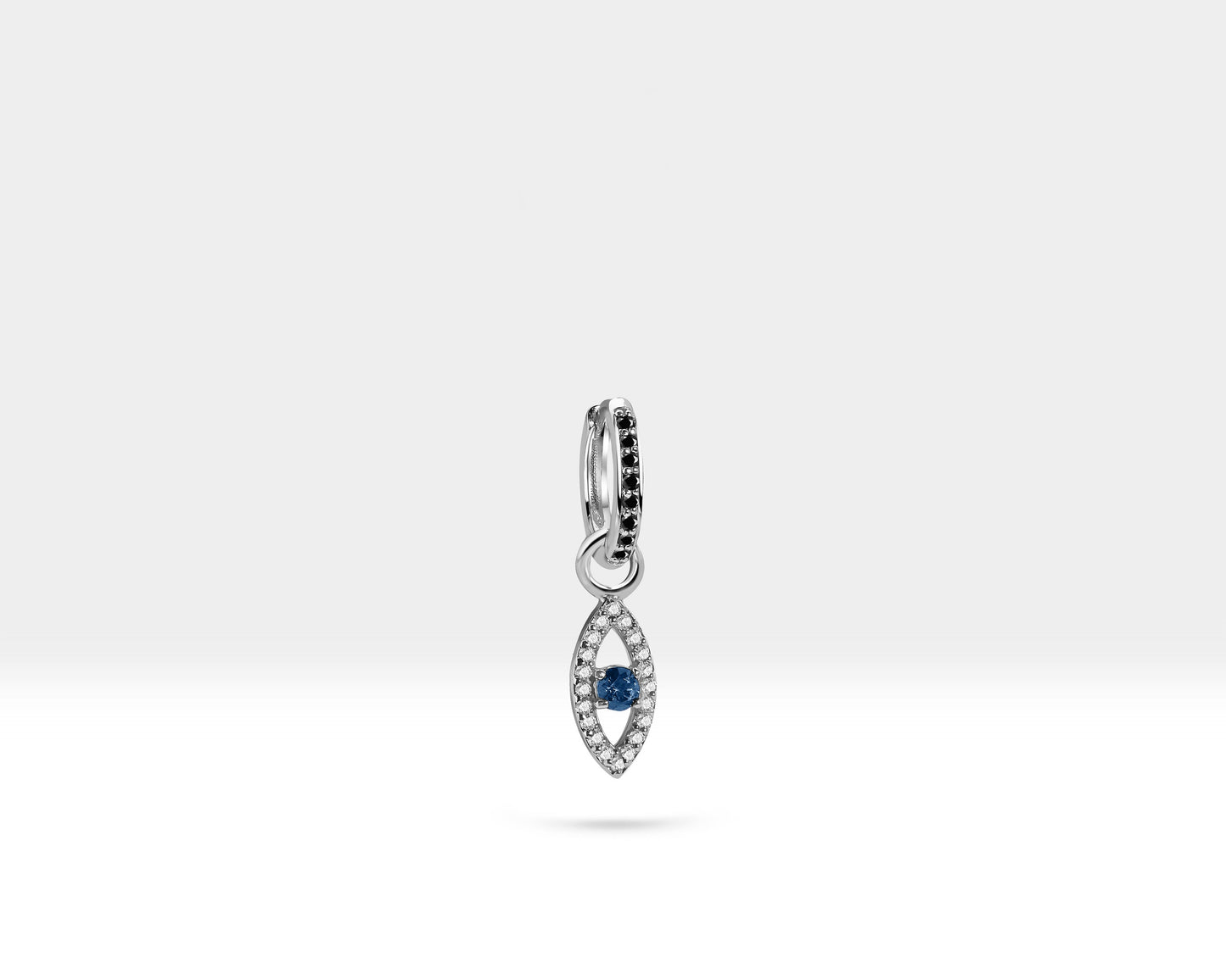 Safir Göz Sallantılı Küpe, 9 MM , 14K Sarı-Beyaz-Kırmızı Altın | LE00054DSB