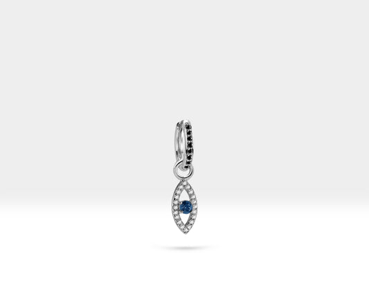 Safir Göz Sallantılı Küpe, 9 MM , 14K Sarı-Beyaz-Kırmızı Altın | LE00054DSB