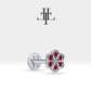 Çiçek Yakutlu Piercing, 8 MM , 1.2 MM, 14K Sarı-Beyaz-Kırmızı Altın | LP00038R