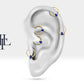 Amerikan Mıhlama Damla Safirli Halka Piercing, 12 MM , 1.2 MM, 14K Sarı-Beyaz-Kırmızı Altın | LC00043S