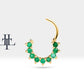 Dokuz Zümrütlü Halka Piercing, 13 MM , 1.2 MM, 14K Sarı-Beyaz-Kırmızı Altın | LC00006E