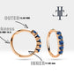 Beş Safir Halka Piercing Küpe, 13 MM , 1.2 MM, 14K Sarı-Beyaz-Kırmızı Altın | LE00017S
