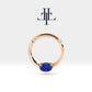 Oval Safirli Halka Piercing, 10-12 MM , 1.2 MM, 14K Sarı-Beyaz-Kırmızı Altın | LC00035S