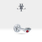 Yakutlu Göz Piercing, 8 MM , 1.2 MM, 14K Sarı-Beyaz-Kırmızı Altın | LP00012R