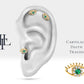 Yeşil Garnetlı Göz ve Pırlantalı Piercing, 8 MM , 1.2 MM, 14K Sarı-Beyaz-Kırmızı Altın | LP00013G