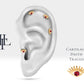 Yakutlu Göz Piercing, 8 MM , 1.2 MM, 14K Sarı-Beyaz-Kırmızı Altın | LP00012R