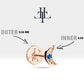 Minik Hilal Safirli Piercing, 8 MM , 1.2 MM, 14K Sarı-Beyaz-Kırmızı Altın | LP00015S