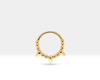 Çivili Halka Piercing, 15 MM , 1.2 MM, 14K Sarı-Beyaz-Kırmızı Altın | LC00052-2