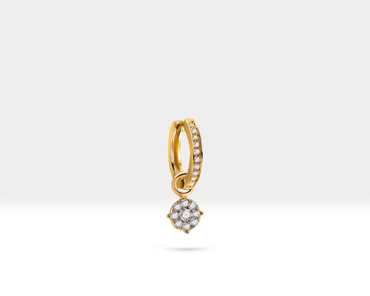 Pırlantalı Sallantı Küpe, 12 MM , 14K Sarı-Beyaz-Kırmızı Altın | LE00048D