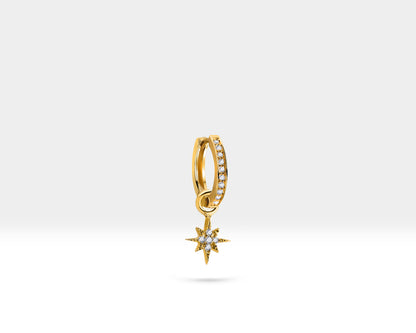 Kutup Yıldızı Sallantılı Küpe, 12 MM , 14K Sarı-Beyaz-Kırmızı Altın | LE00049D
