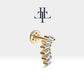5'li Baget Pırlanta Piercing, 8 MM , 1.2 MM, 14K Sarı-Beyaz-Kırmızı Altın | LP00020D
