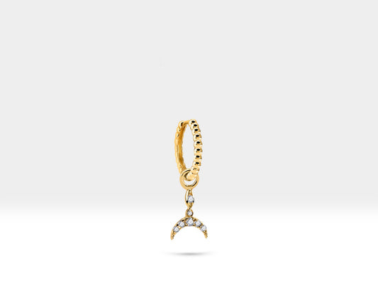 Pırlanta Deniz Kızı Kuyruğu Sallantılı Küpe, 12 MM , 14K Sarı-Beyaz-Kırmızı Altın | LE00040D