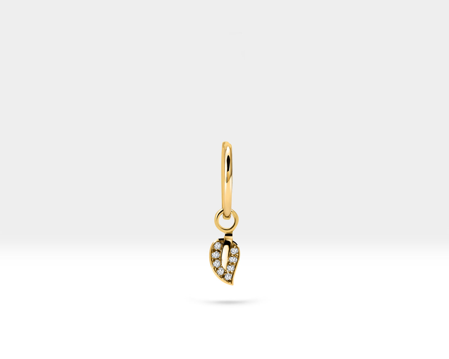 Su Yeşili Safir Yapraklı Sallantı Küpe, 13 MM , 14K Sarı-Beyaz-Kırmızı Altın | LE00058S
