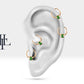 Baget Zümrütlü Halka Piercing, 12 MM , 1.2 MM, 14K Sarı-Beyaz-Kırmızı Altın | LC00007E